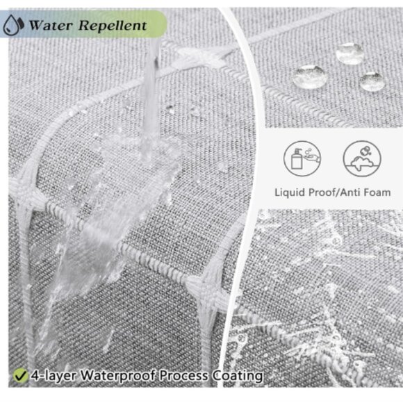 Farmhouse Shower Curtain 72 x 71.5 Gray Linen Boho Large White Check Fringe NEW - Picture 3 of 14